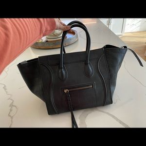 Celine phantom black croc embossed